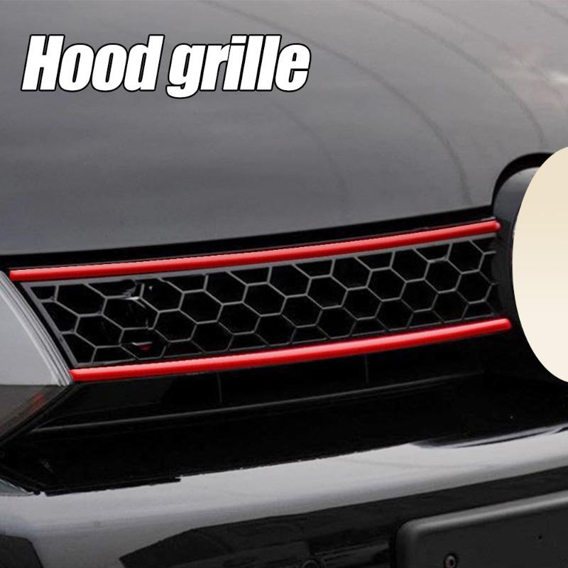 5/10pcs Car Hood Reflective Sticker Strip Waterproof Front Hood Grill Decals Car Exterior Decoration Reflective Stickers