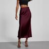 Women's Clothing Elegant Satin Midi Skirt Slim Fit High-Waisted Dress