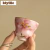 2pc/lot Ru Kiln Gold Drawing Lily Gourd Teacup Creative Tea Bowl Jug Tea-tasting Fragrance Cup Jianzhan Master Cups Cafes 35ML
