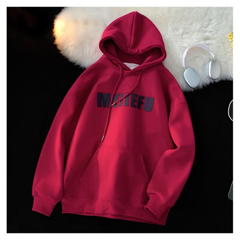 Mens Heavyweight Hooded Sweatshirt Winter Fleece Lined Loose Fit Streetwear Couple Top