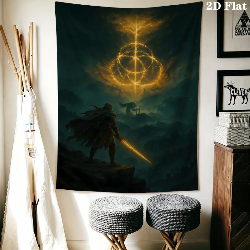 Elden Ring Wall Tapestry Aesthetic Wall Hanging Printed Fabric Blanket Decorative Tapestries for Bedroom Living Room Home Decor