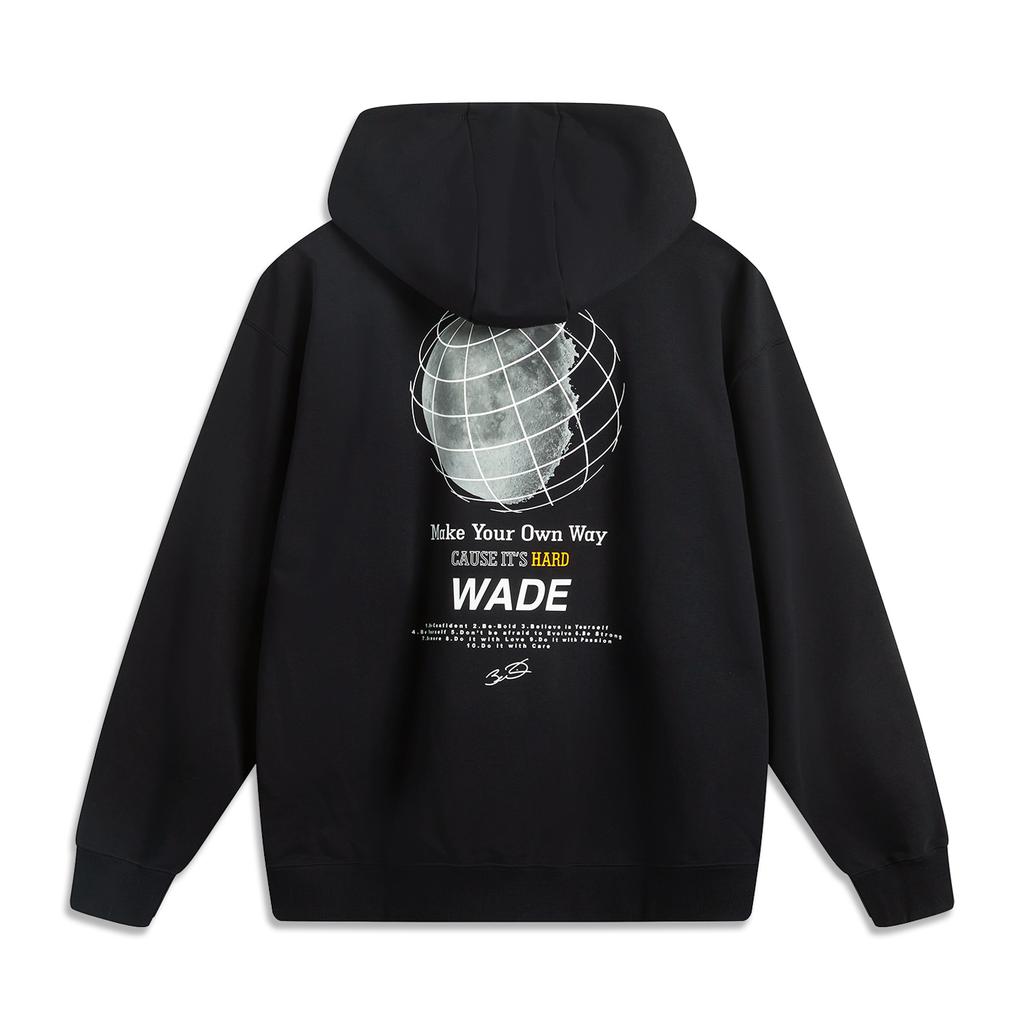 Li Ning Wade Series Letter Print Casual Comfortable Hoodie Men hoodies Black AWDV043-1