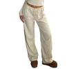 Women's Low-rise Loose Wide-leg Casual Cotton And Linen Drawstring Straight Casual Trousers