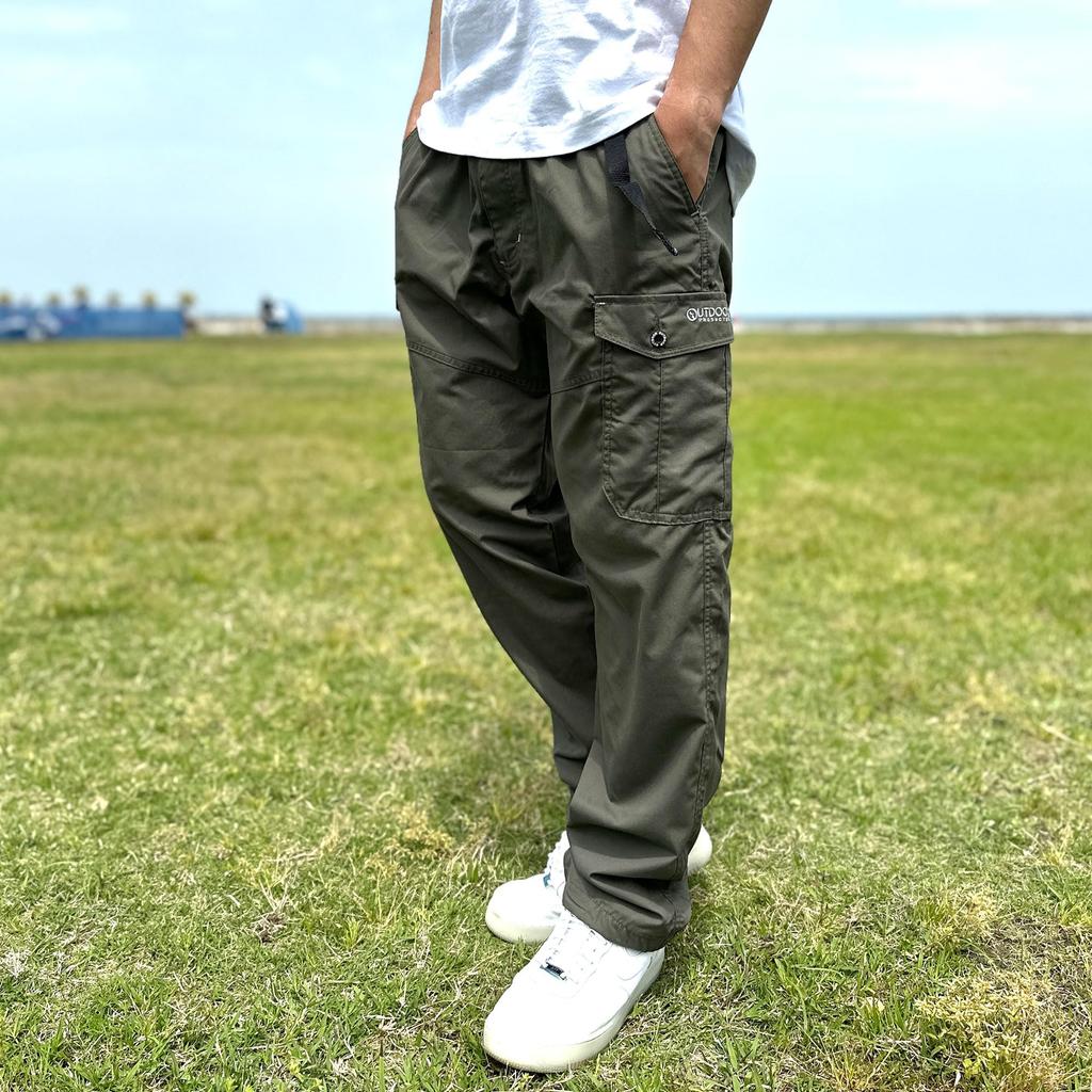 Outdoor Products Herrkläder TC Weather Mesh-fodrade Klätterbyxor med Cargo-fickor, Khaki, Storlek L, 42