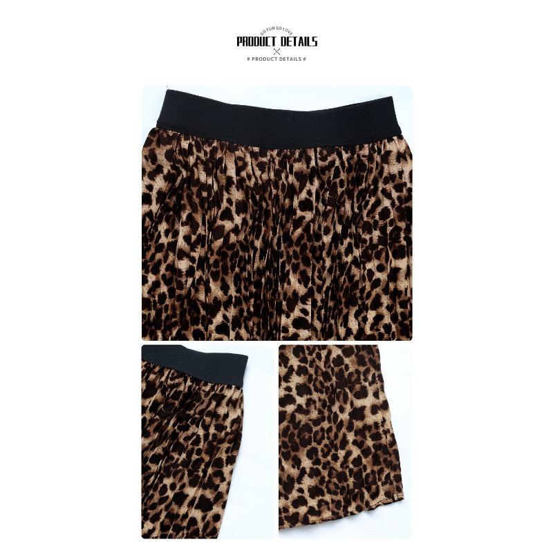 Women's New Spring and Autumn Temperament Pleated Skirt Sub Fashion In The Long Section Leopard Print Half-body Skirt