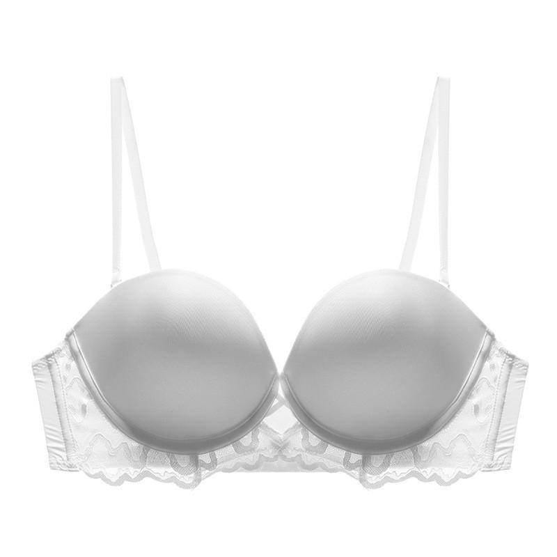 Elegant Lace Underwire Bra Set for Women - Seamless, Beautiful Back Design, Small Bust Enhancing, Soft Steel Ring Support.