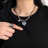 "European & American Double-Layer Love Necklace: Hip-Hop Inspired Long Sweater Chain for Women"