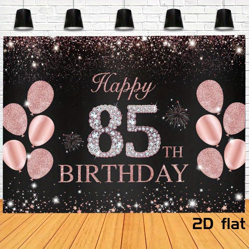 85-year-old rose gold birthday party banner, suitable for indoor and outdoor birthday background decoration