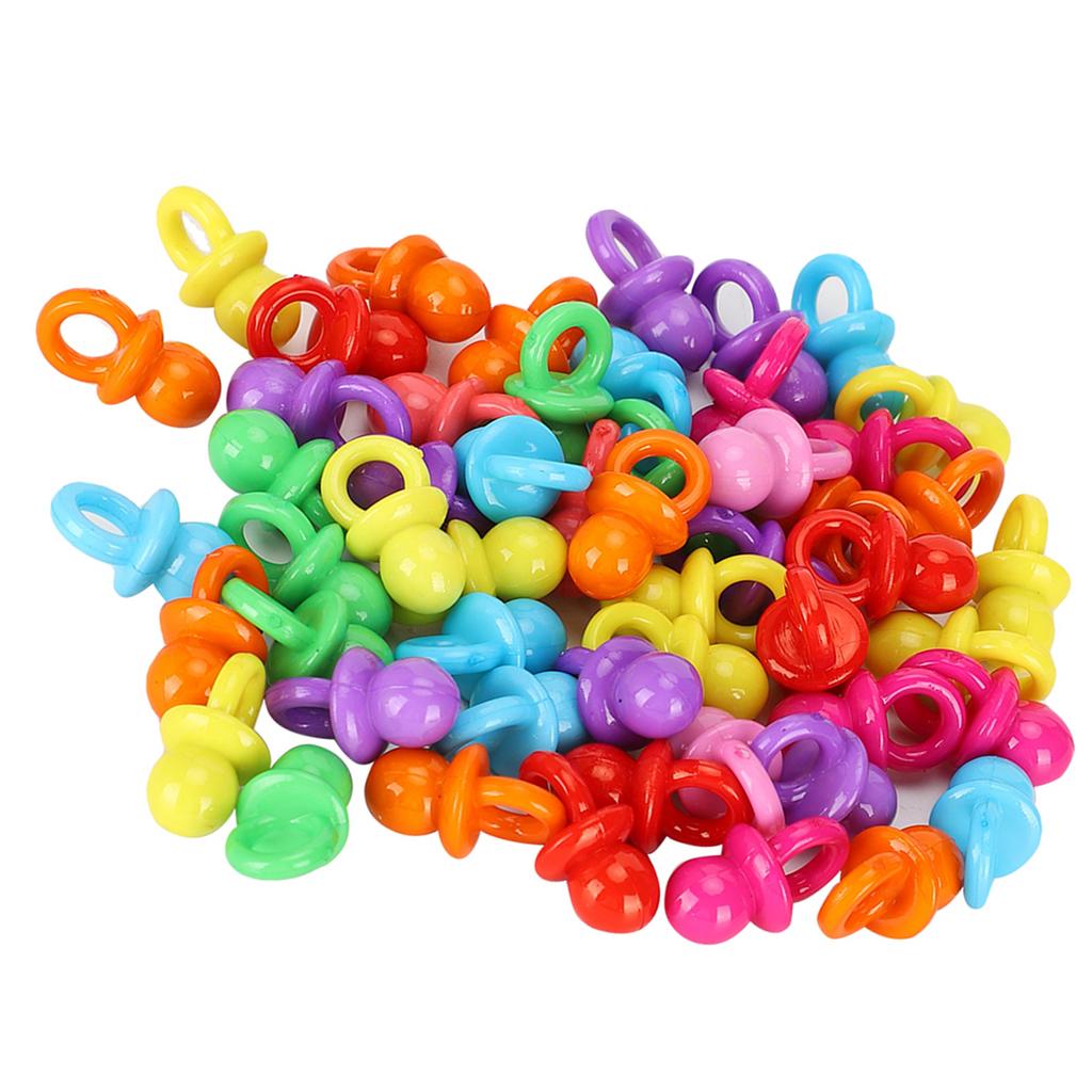 100Pcs Acrylic Pacifier Birthday Party Decoration Baby Baptism Soothing Mini Color Toys