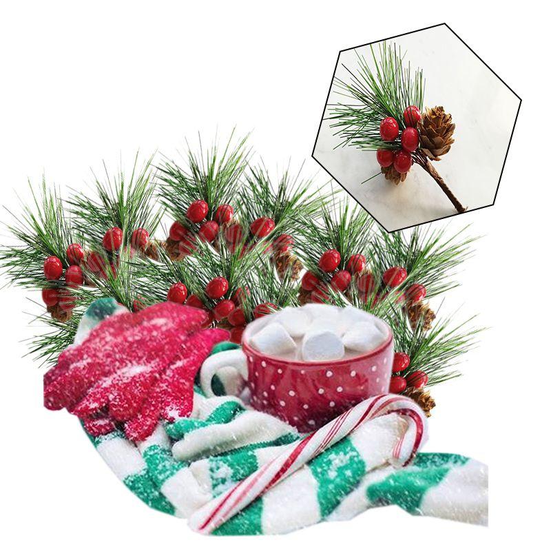 Weihnachtsdekoration Kiefernnadel-Bouquet Künstliche Blumen mit Beeren und Tannenzapfen für festliche Stimmung