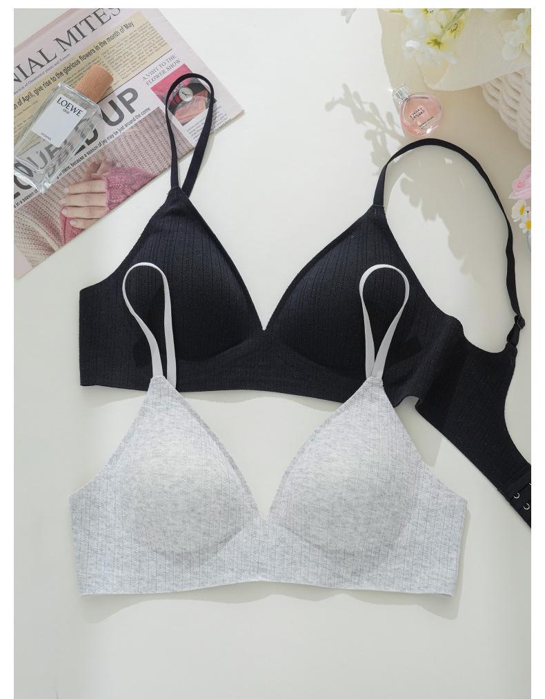 French Seamless Wire-Free Push-Up Triangle Bralette - Breathable, Skin-Friendly Cotton, Anti-Sag Design