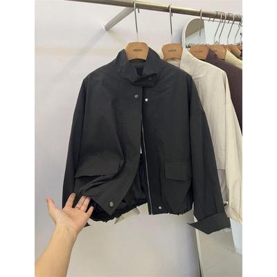 Women's 2025 Spring Autumn New High-end Small Stand Collar Loose Casual Work Short Trench Coat