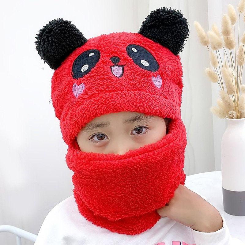 Children's Hats Autumn and Winter Warm Older Children and Children Rabbit Scarf Integrated Rabbit Hat Girls Neck Cover New