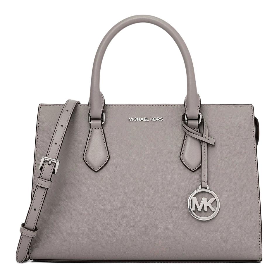 

Michael Kors MK Sheila Brand Logo Silver Hardware Coated Canvas Medium Shoulder Crossbody Handbag Women Handbag Pearl-Gray 35S3S6HS2L-035 Basic Set (Bag+Dust Bag)