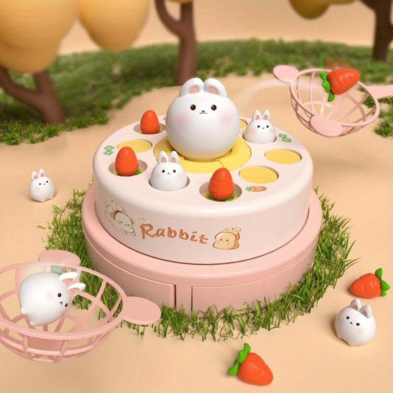 Interactive Electric Bunny Spinner Toy with Moving Rabbits Pink Learning Game, Rabbit Toy, Playful Design, Childsafe Material, Preschool Activity