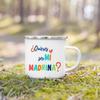Möchtest du meine Patentante sein? Bedruckte Emaille-Tasse für Getränke, Milch, Kaffee. Antrag auf Patenamt. Retro-Tassen. Beste Idee Geschenke für Madrina