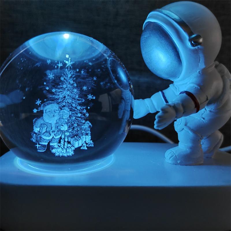Astronaut Creativ 3D Minge de Cristal Led Lumină de noapte pentru Dormitor Copii Planetă Spațiu Lampă Sistem Solar USB Cadou de Crăciun pentru copii