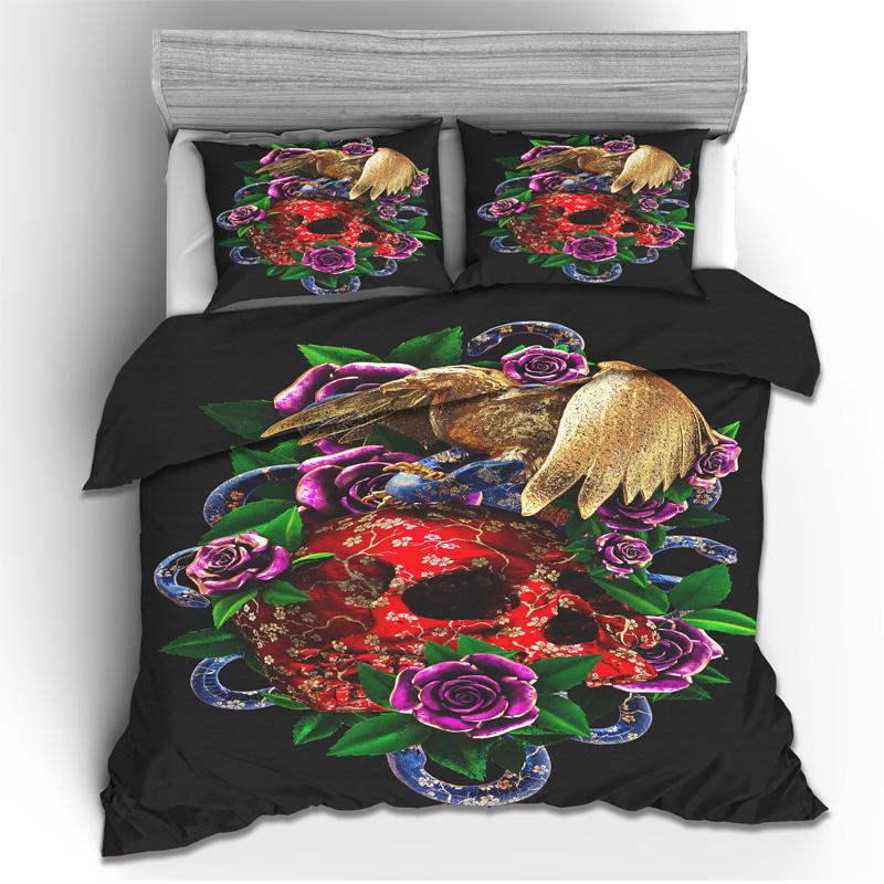 Three-Piece Digital Printing Kit Bedding, Skull Printing Home Textile Four-Piece Quilt