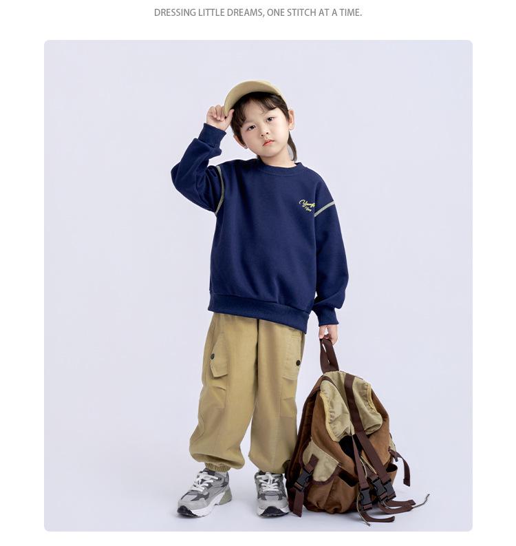 2025 Spring & Autumn Kids' Korean Fashion Sweatshirt: Boys' Long-Sleeve, Round Neck Pullover for Big Kids