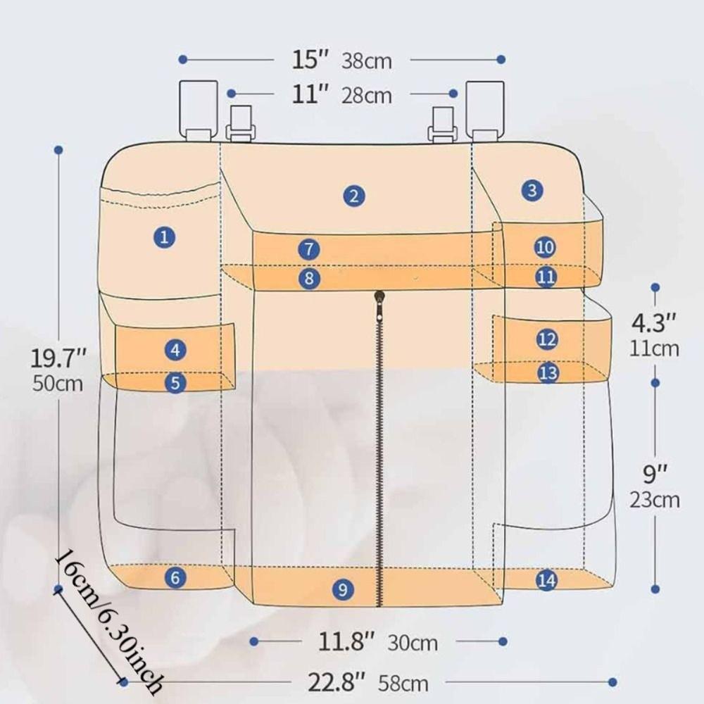 Multi-Pocket Hanging Diaper Container Polyester Changing Table Organizer Bedside Storage Rack  Crib
