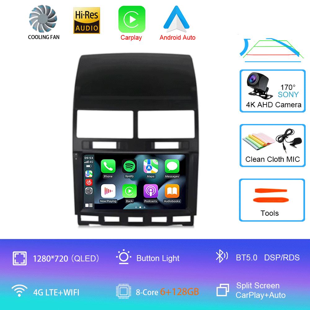 Car Radio Android 14 Carplay Auto For Volkswagen Touareg GP 2002 - 2010 Navigation GPS Multimedia Player Stereo Video wifi+4G BT