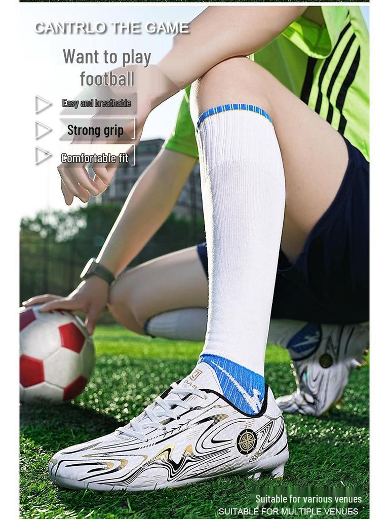 Plus Size Kids' Long Spike Soccer Shoes for Boys - Outdoor Turf Training & Competition