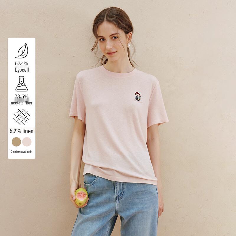 

INMAN Cute Pet Embroidered Acetate Linen T-Shirt M