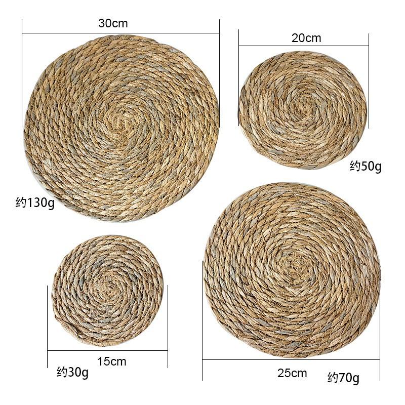 Natural Woven Grass Heat Resistant Trivet Dining Table Kitchen Pot Pad Round Non-Slip Coaster Set