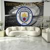 Manchester City FC Logo Wall Tapestry Aesthetic Wall Hanging Printed Fabric Blanket Decorative Tapestries for Bedroom Living Room Home Decor