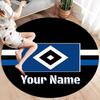 Blue Diamond Emblem Custom Name Round Area Rug Carpet Rug For Living Room Bedroom Sofa Playroom Decor Nonslip Floor Mat