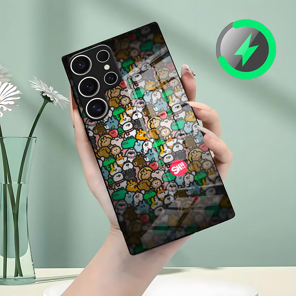 

Hangfook Cute Phone Case For Samsung S26 S25 S24 S23 S22 S21 S20 Edge Ultra Plus FE For Magsafe Glass Case Galaxy S20