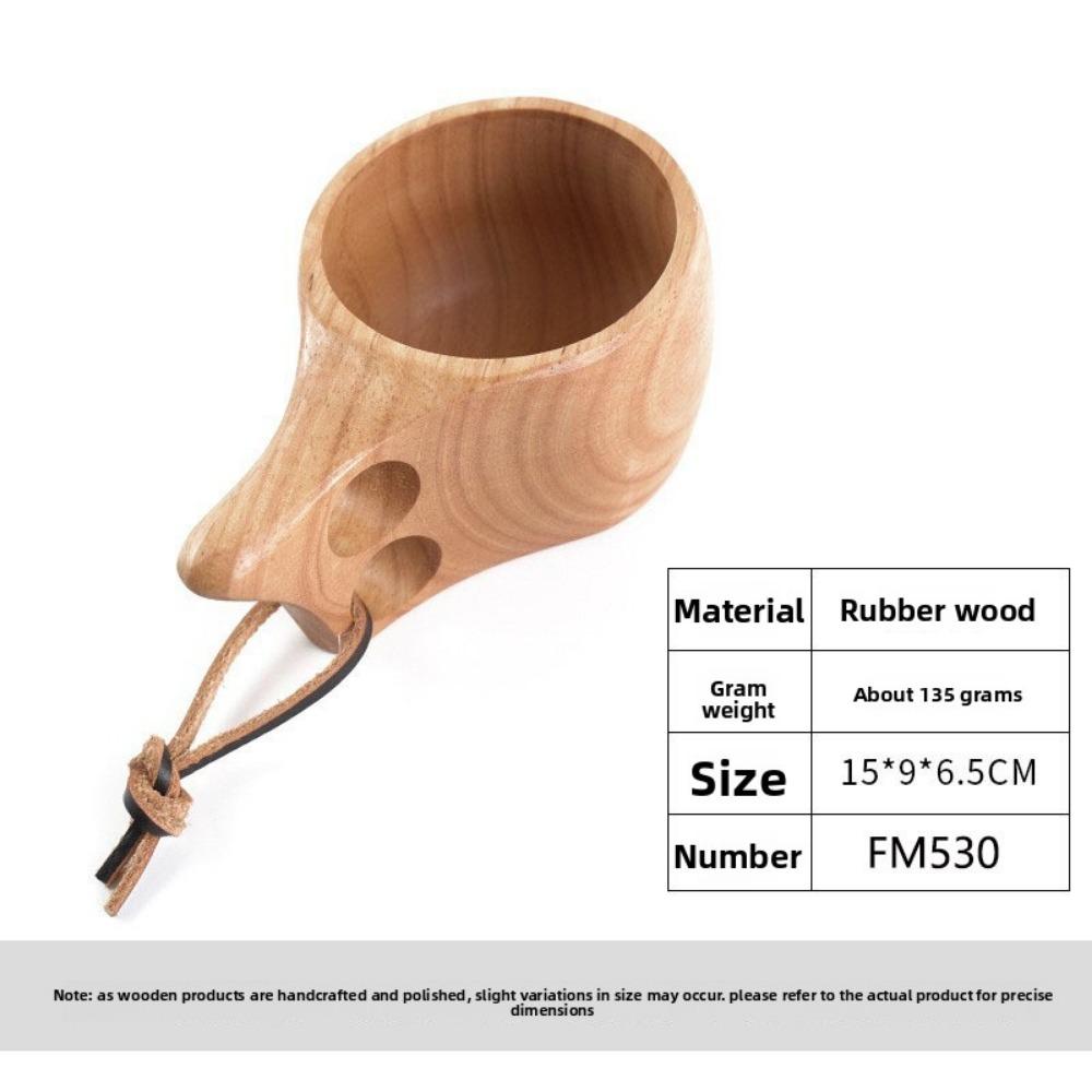 Rubber Wood Cup Creative Nordic Lanyard Milk Cup Handle Coffee Cup Wooden Water Cup