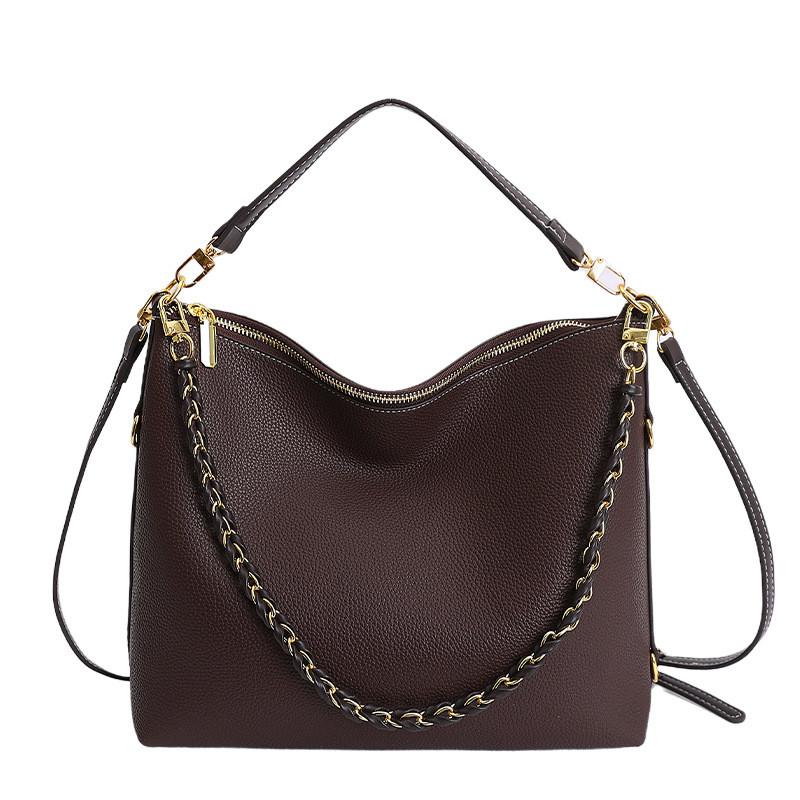 Classic Pu Soft Leather Tote Bag For Women With Chain Strap And Inner Pockets For Daily Use