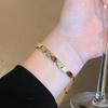 Women's Gold Small Square Beaded Titanium & Stainless Steel Bracelet