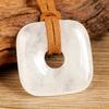 Collana con Ciondolo Quadrato in Pietra Naturale Stile Retro Europeo e Americano con Cordino in Velluto per Donna