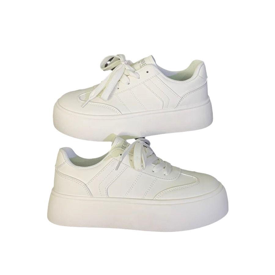Spring Thick-soled Contrasting Color Women's Spring New Niche Versatile Hong Kong Style Heightening Board Shoes