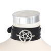 Goth Pentagramm Halskette Stern Choker Kragen Schwarz PU Leder Gothic Accessoires Frau Hexe Cosplay Schmuck