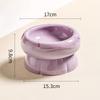 2 in 1 Cat Ceramic Bowl Double Layer Small Dogs Food Water Feeders Pet Non-slip Drink Eat Supplies Doughnut Shape Microwave Safe