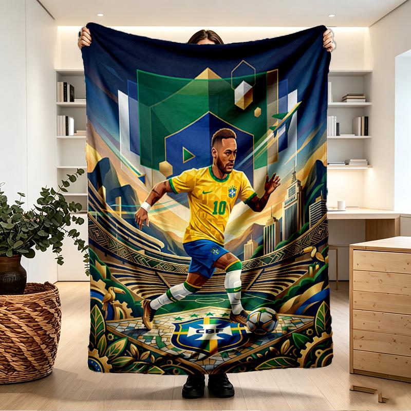 Neymar Jr spausdinta pledas - Minkštas ir patogus, miegamajam, kelionėms, sofai, namų dekoravimui - Gimtadienio Kalėdų dovana draugui