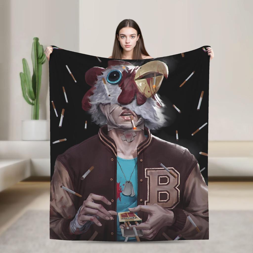 Line Miami Game Blanket  Travel Office Flannel Throw Blanket For Bedroom Soft Custom Quality Bedspread Birthday Gift