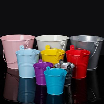 Tinplate Flower Barrel Miniatures Pastoral Tinplate Water Bucket Iron Flower Pot  Kids Toy