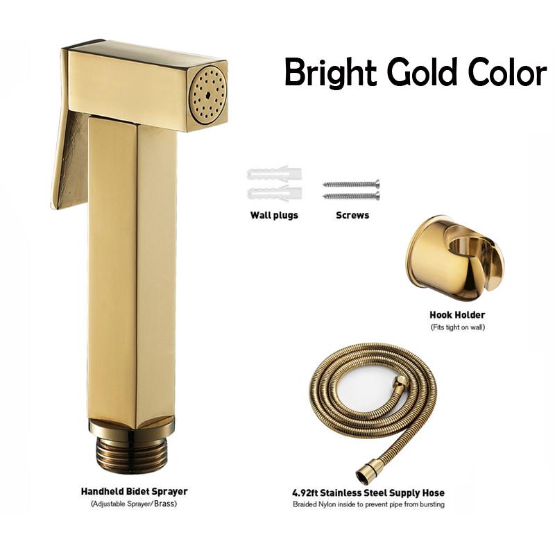 Brass Handheld Toilet Bidet Sprayer Set Accessories Black Bidet Faucet for Bathroom Sprayer Shower Head Self Cleaning Gold Color