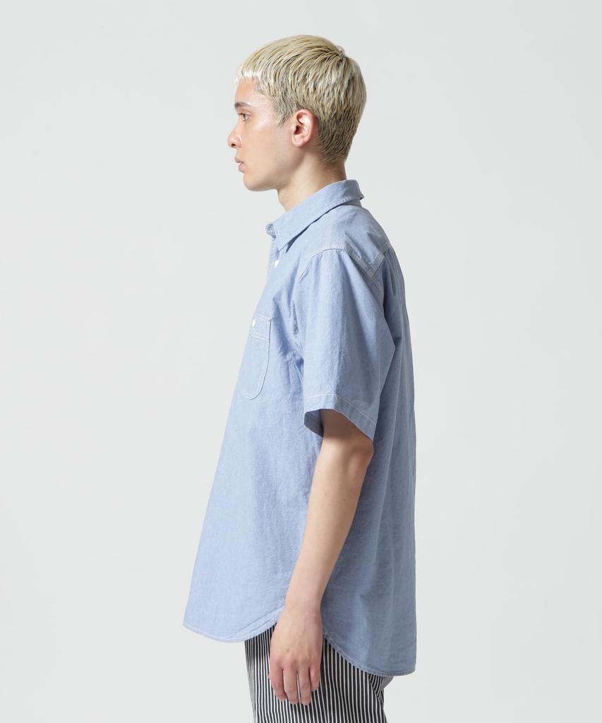 AVIREX DAILY BASIC CHAMBRAY S/S SHIRT Men's L 110 Blue 783-3923003