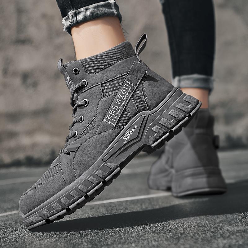 New Fashion Autumn And Winter Men's High Top Martin Boots Students Male Boys Trending Soft Sole Work Shoes Labor Protection Martin Sneakers