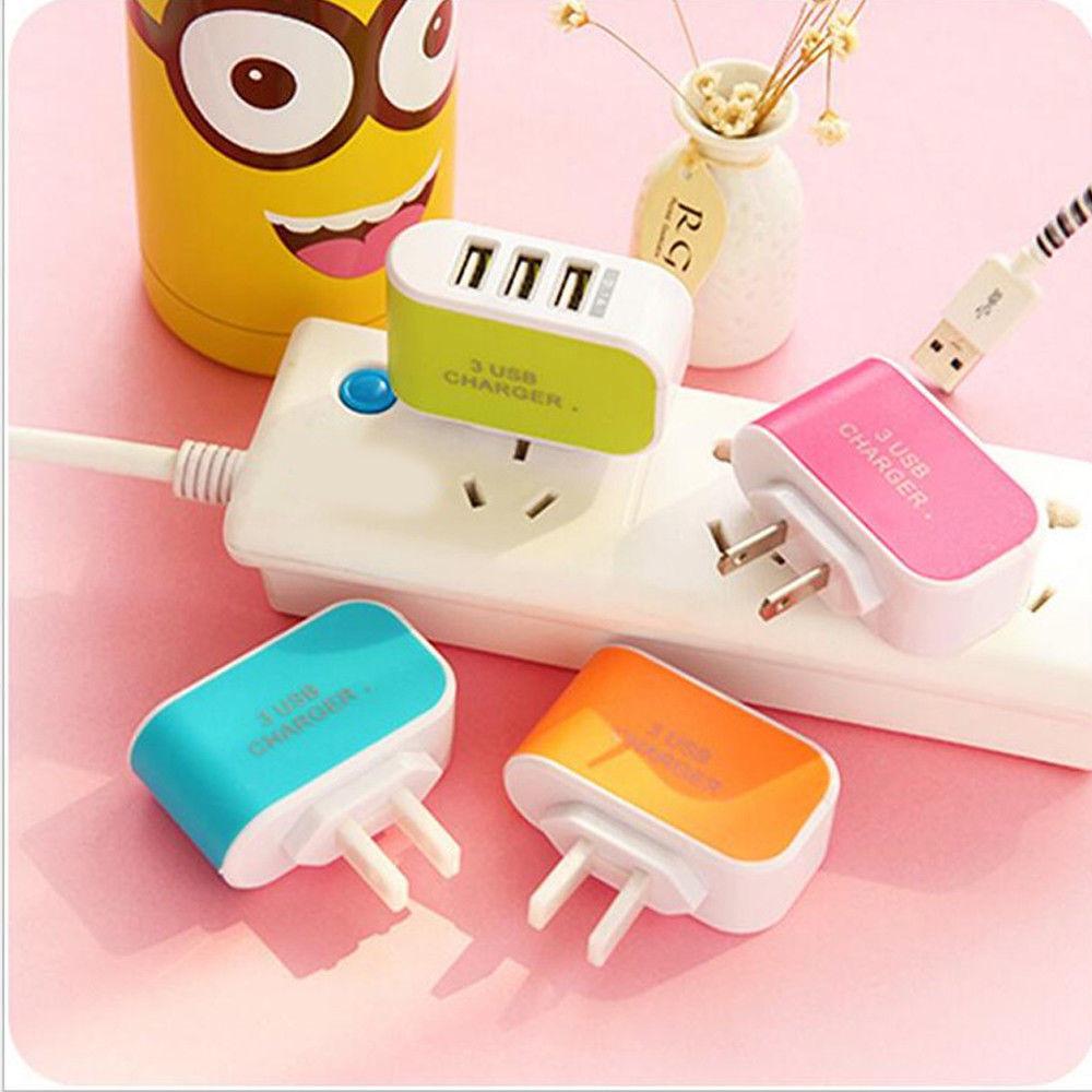 Versatile 3usb Candy Charger With Led Light For Apple Devices Travel-friendly