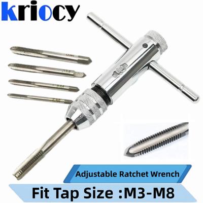 M3-M8 M5-M12 Chave de catraca ajustável 5 peças Torneira manual Batendo para frente e para trás Conjunto de acessórios para ferramentas manuais