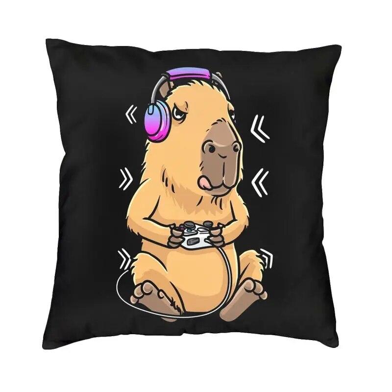 Capybara Try Eating Cushion Cover Nordic Pillow  for Car Sofa Printed
