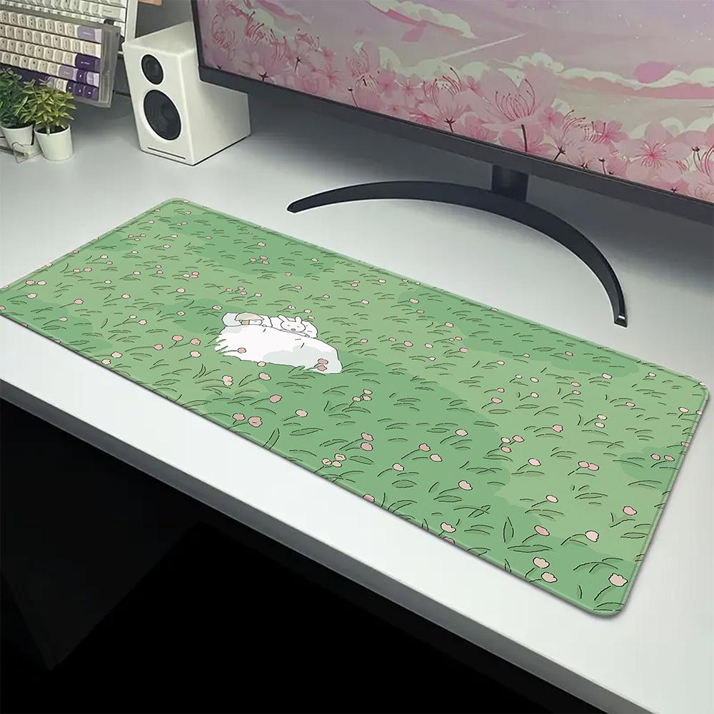 Large Cute Plant Mouse Pad Office Table Carpet Green Mousepad Desk Mat Rubber Big Mause Mat Non-Slip Keyboard Mat XL 100x50cm