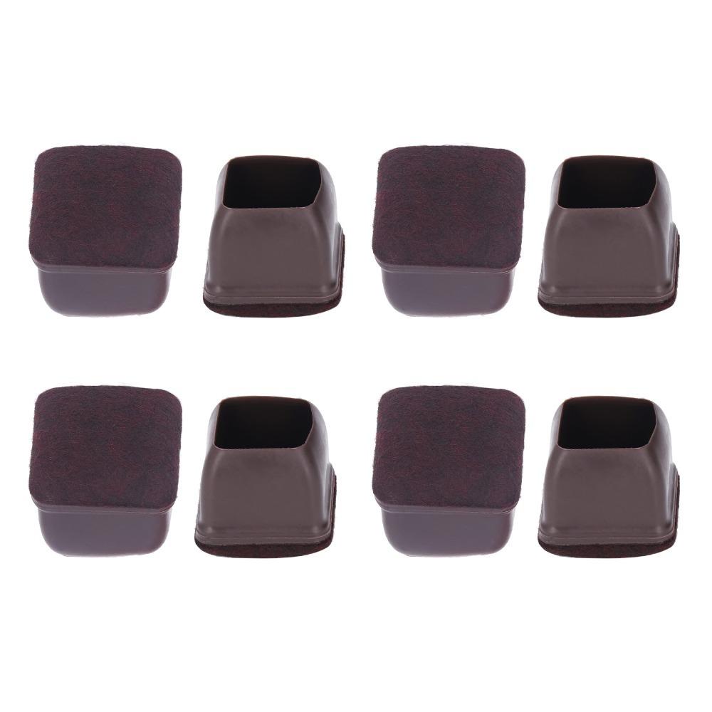 8pcs Rectangle Shape Chair Leg Covers TPE Material Brown Color Floor Protectors Anti-Scratch Protectors Indoor Furniture