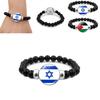 Izrael Palestyna Flaga Kamień Szlachetny Bransoletka Unisex Czarna Koralikowa Biżuteria Hurt